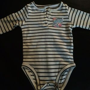 White and Dark Blue Striped Onesie